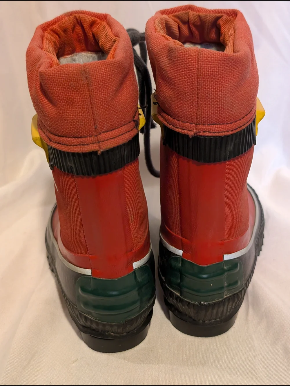 Tretorn Red Kids Waterproof Rain Boots with Black Sole and Yellow Tab